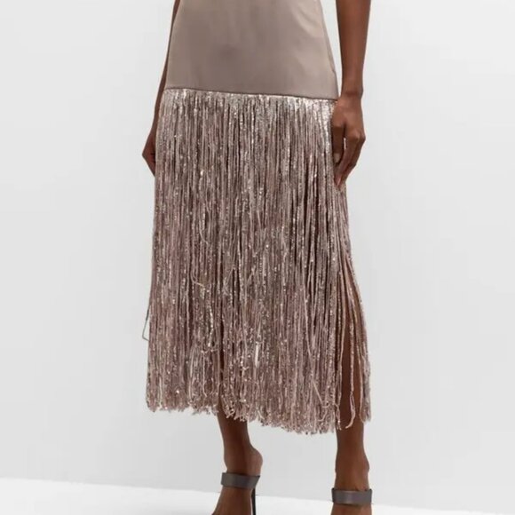 Tanya Taylor Florence Metallic Fringe Skirt - Picture 5 of 10